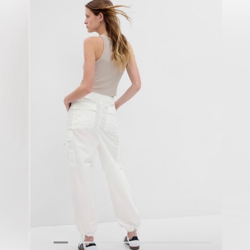 Gap Petite White Parachute Pants 100% cotton NWT!
